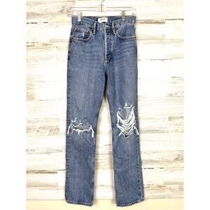 Agolde Womens 23 Kelly Distressed Mid Rise Straight Leg Denim Jeans NEW